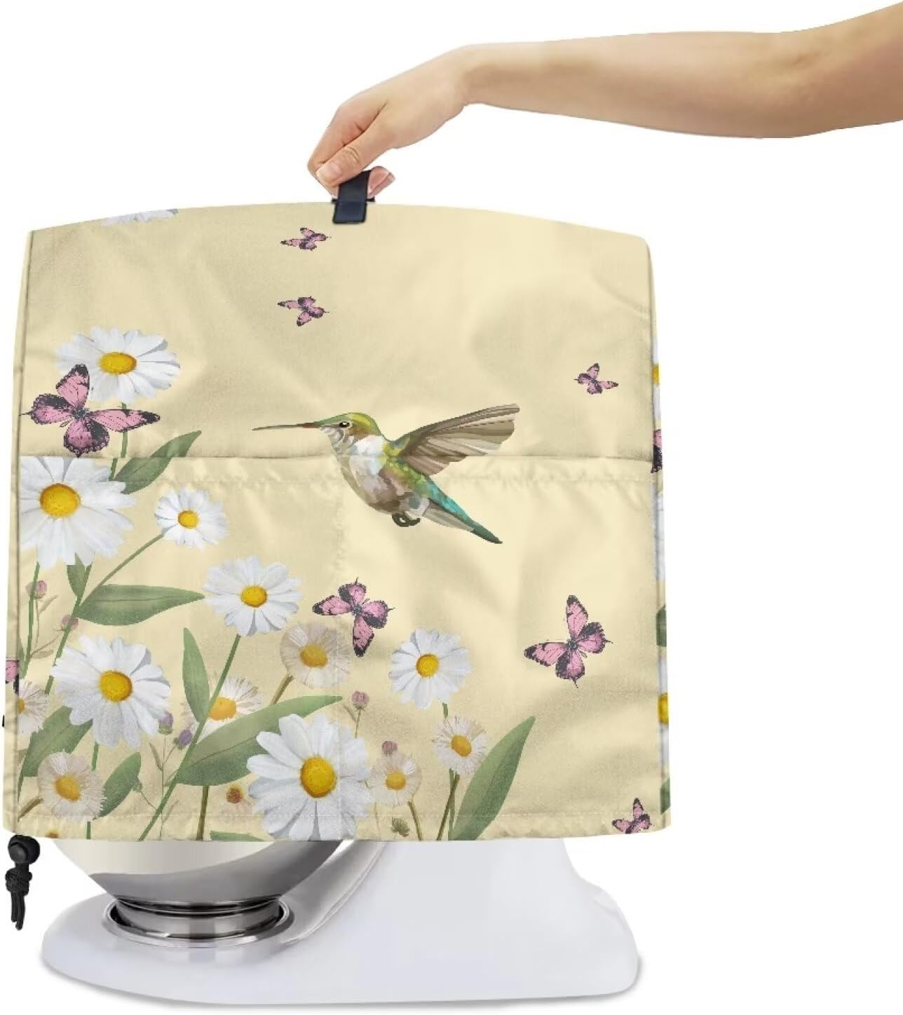 Stand Mixer Cover, Daisies and Butterflies Portable Stand Mixer Dust Cover Mixer Accessories Coffee Maker Cover with Top Hook Portable Blender Cover Water Resistant for Home Decor
