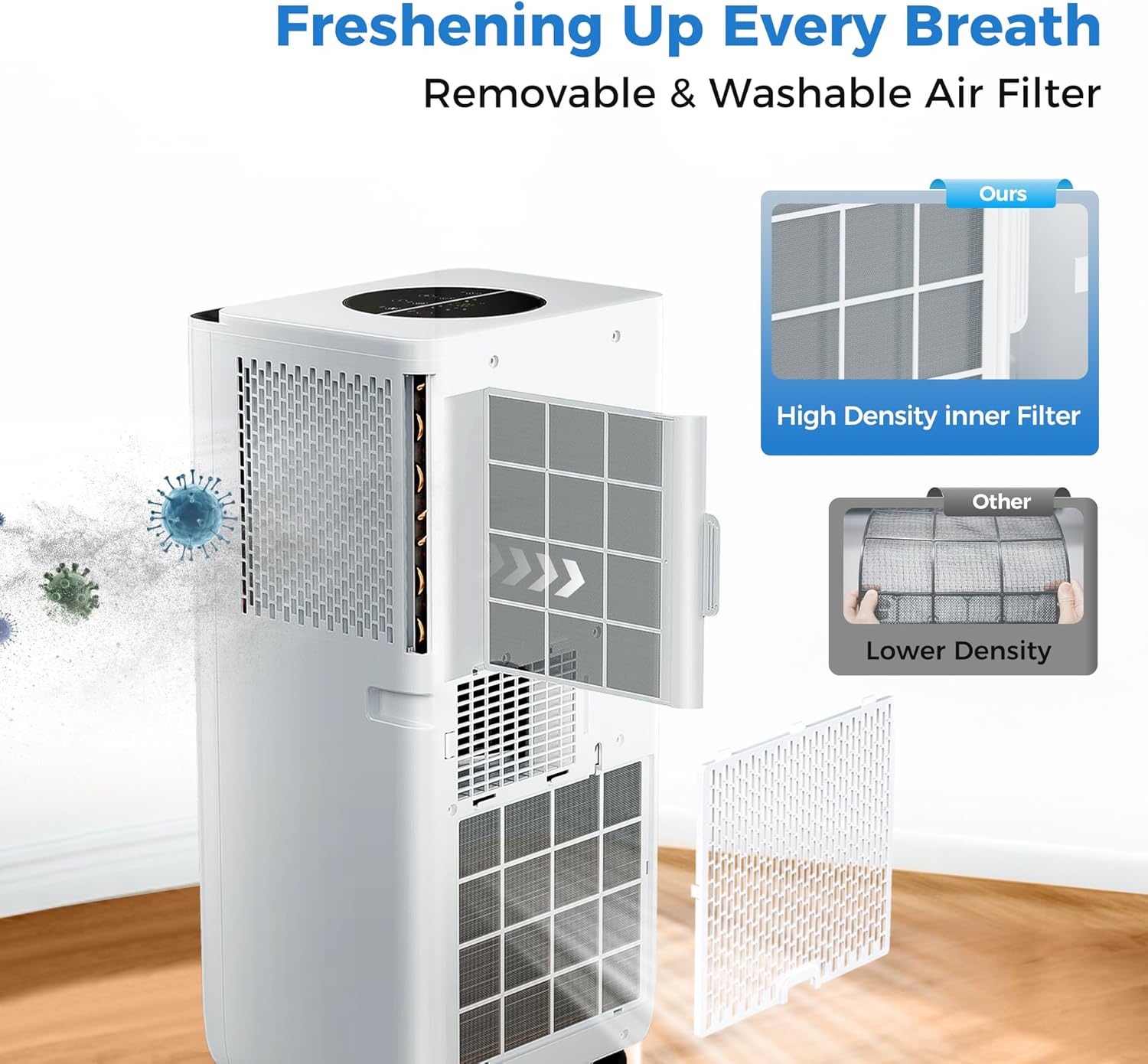 2025 Upgraded Portable Air Conditioner,8,000 BTU Portable AC Unit with Built-in Cool, 3-in-1 Cooling Fan & Dehumidifier for Rooms up to 350 Sq. Ft.,Smart APP and Remote Control,2 Speed,24H Timer