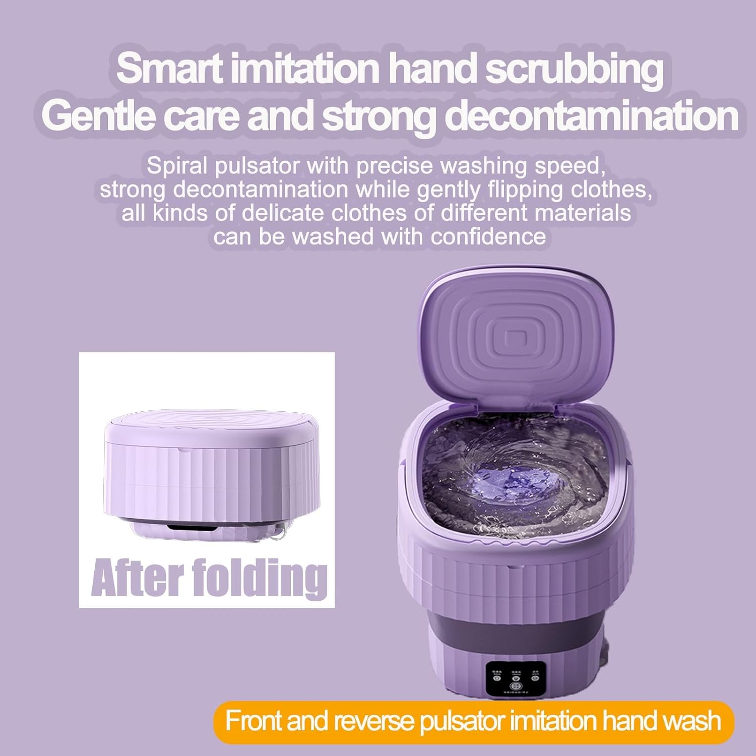 DELURA 9L, Mini, Foldable, Integrated Wash and Remover, Portable Washing Machine, Suitable for Apartments, Dormitories, Camping, RVs, and Travel Laundry (Color : A)