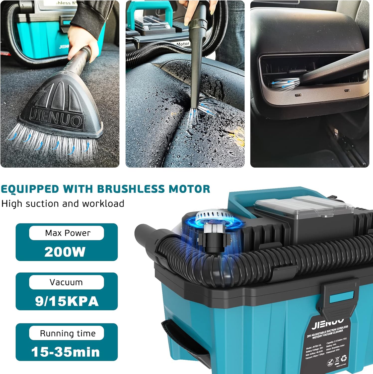 Cordless Shop Vac Compatible with Makita 18V Battery, 2.5 Gallon Brushless HEPA Filter Wet/Dry Vacuum, Portable Shop Vacuum for Home, Car and Workshop (Battery is not Included)