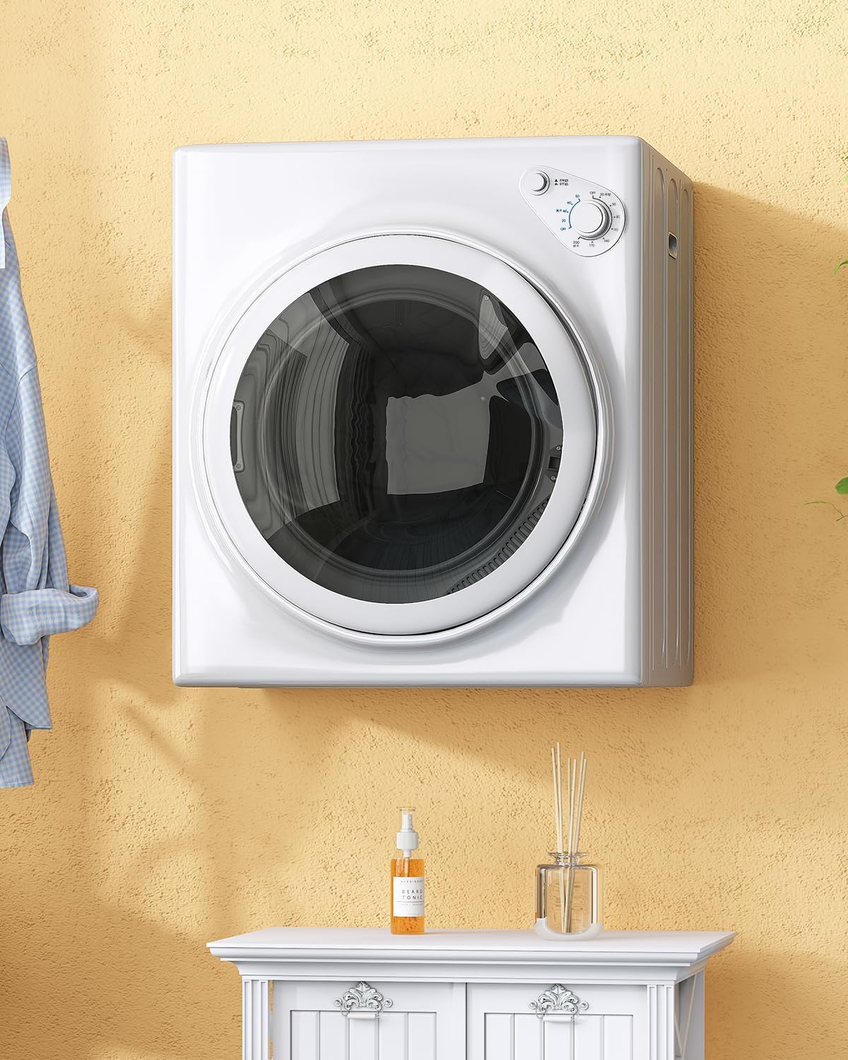 TABU 3.5 Cu. Ft Compact Dryer, 1500W 110V Portable Clothes Dryer with Stainless Steel Tub, 13.2 lbs Front Load Electric Dryer with 4 Automatic Drying Mode, Ideal for Home, Apartment, RV, White