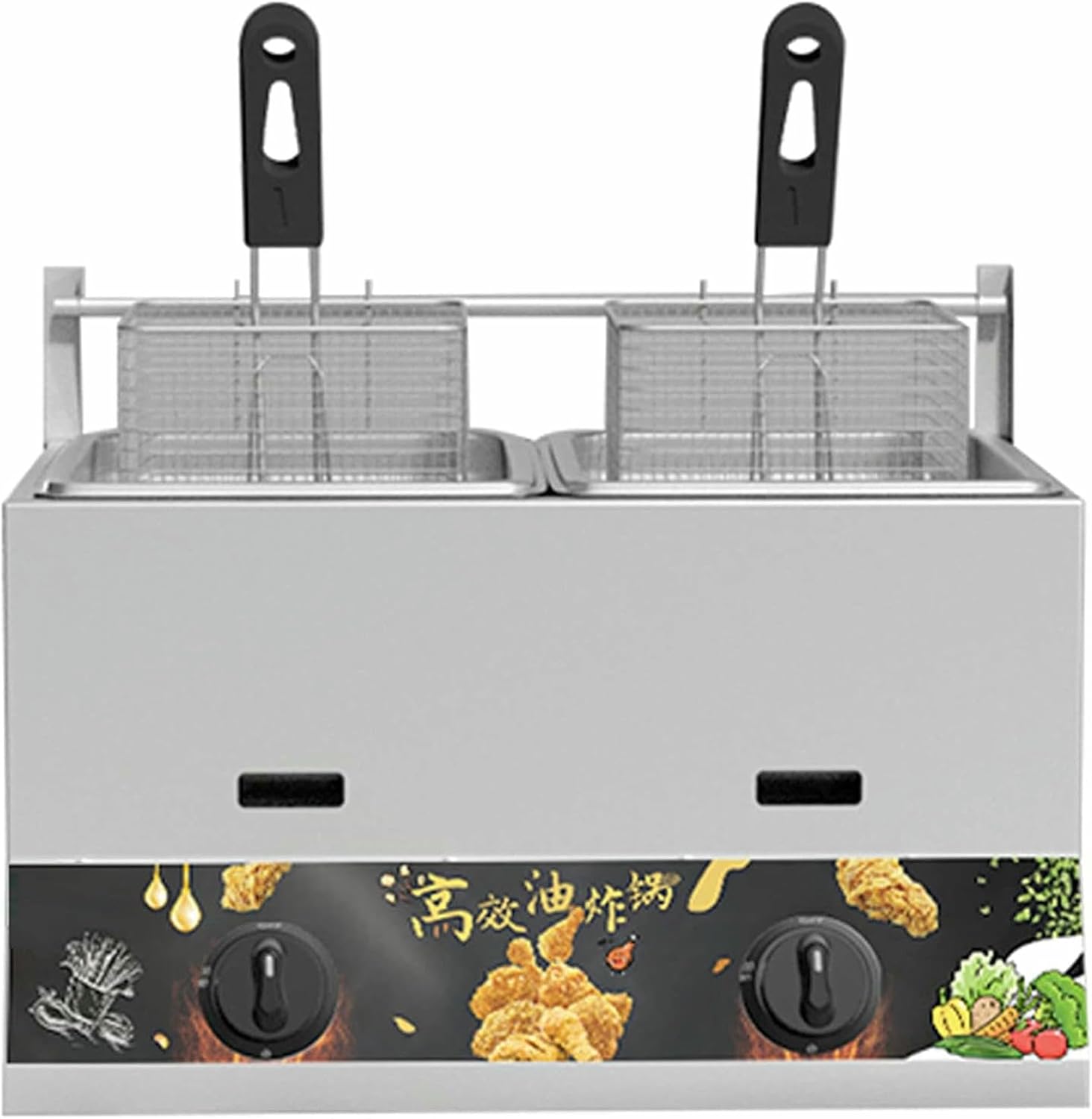 Coupter Gas Frying for Domestic and Commercial Use, LPG Commercial Fryer of 23 L, Independent Temperature Control, Adjustable Fire Power, Ex Stainless Steel Ex ~