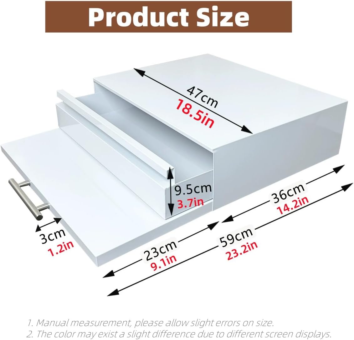 3-Tier Microwave Stand with Drawer, Microwave Rack with Pull-Out Extension Work Shelf, Carbon Steel Kitchen Counter Organizer for Coffee Maker & Small Appliances 18.5''L x 14.2''W x 5.5''H(Black)