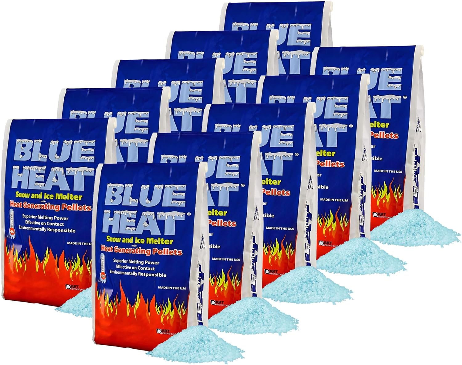 Blue Heat 5 Pack Ice Melt Pellets, Calcium Blend Deicer Snow Melter for Driveway, 20 Lb - Pet-Friendly Winter Relief with Magnesium, Calcium, and Sodium Formula, BH20