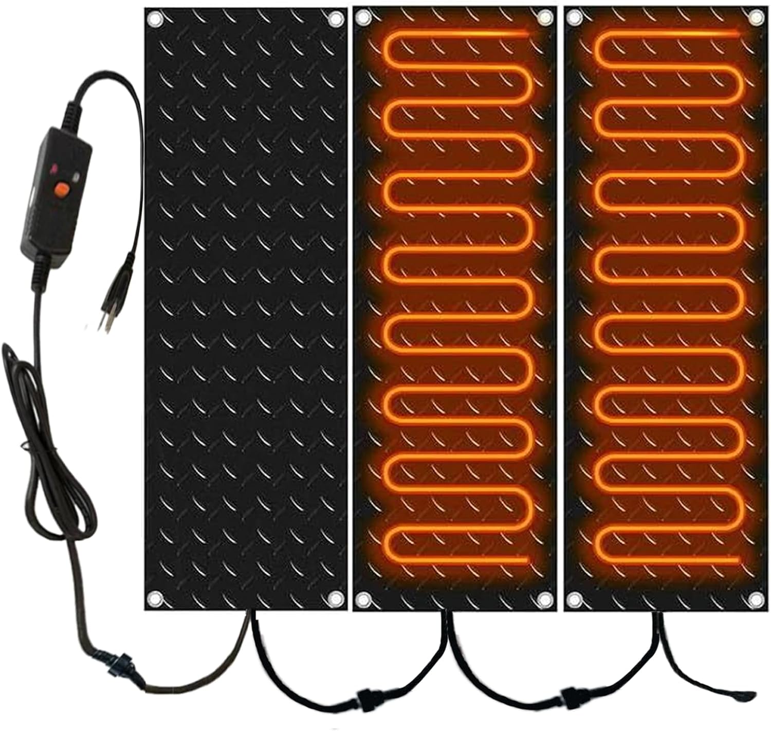 Heated Snow Melting Mats for Entrances,Outdoor Non-Slip Heated Outdoor Walkway Mat Heated Driveway Pad,Non-Slip Rubber Outdoor Snow Mat,Winter Removal and Ice Melt,3 pcs,35.5 * 12 Inch