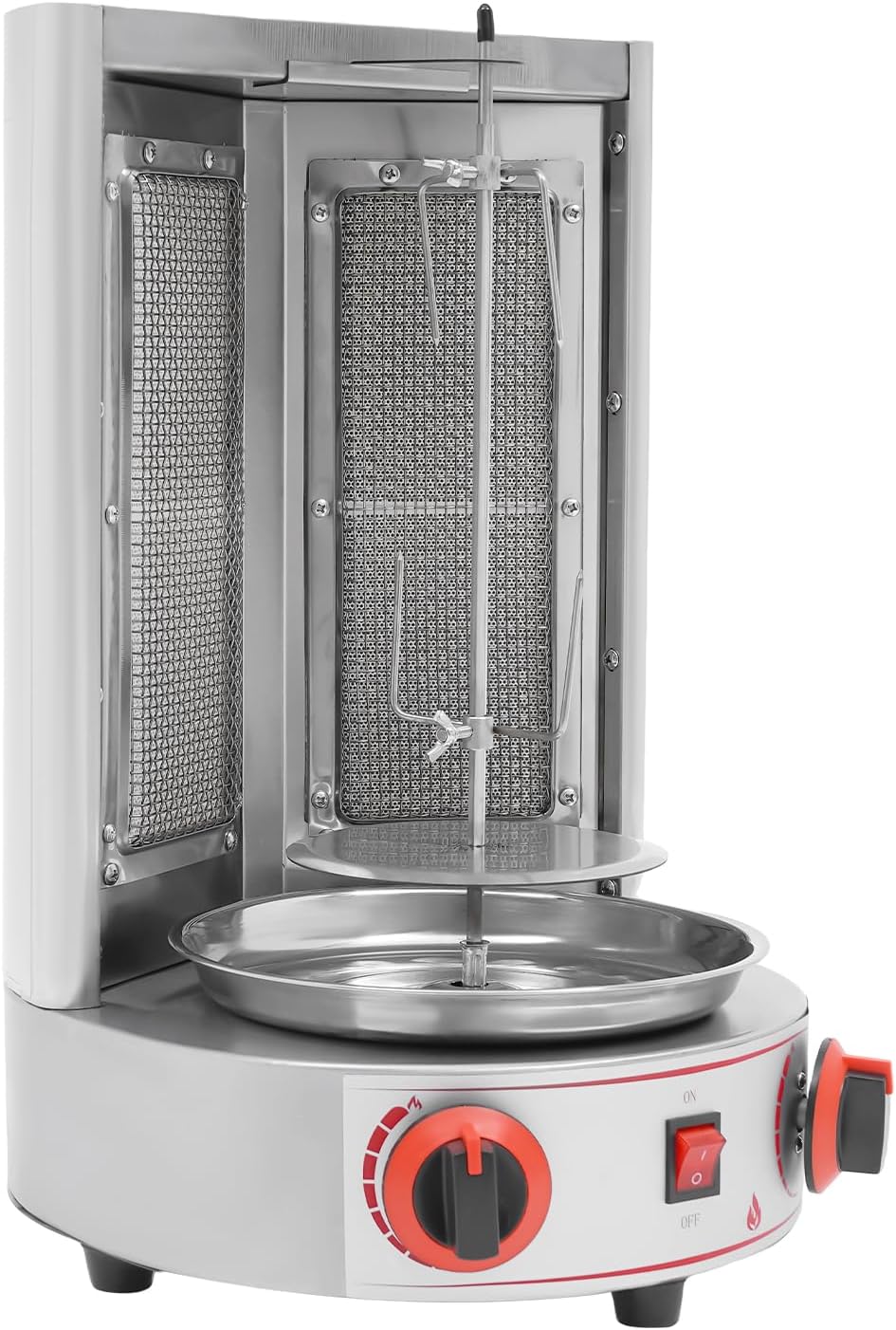 Grill Machine Gas Kebab Machine Shawarma Cooker Propane Turkish Gyro Meat Rotisserie with Meat Catch Pan,Silver