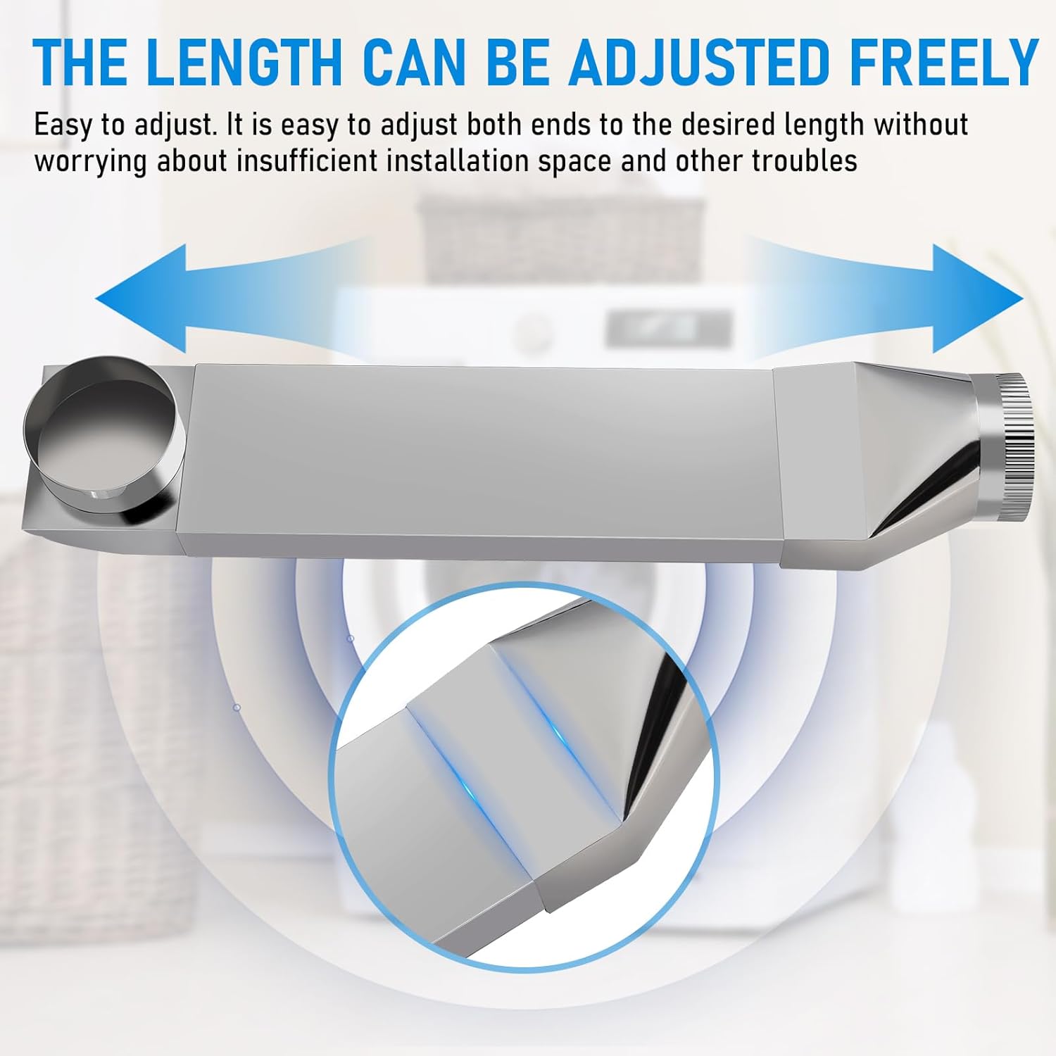 UD48S 4 in stainless steel Dryer Vent Duct 90 Degree Inlet Straight Outlet for Whirlpool Dundas Jafine Lambro Genuine OEM Telescoping Vent Kit 26 To43 in Suitable for all 4in outlets dryer vent