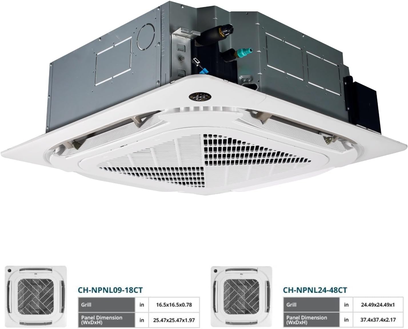 Cooper & Hunter 18,000 BTU Ceiling Cassette Ductless Mini Split AC/Heating System with Heat Pump Wall Thermostat and Installation Kit