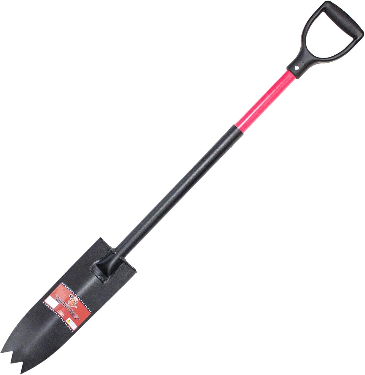 Bully Tools Excavator/Track Shovel - 10 Gauge Trenching Spade Shovel for Digging, Gardening, and Landscaping - Ideal for Tough Soil and Roots - Heavy Duty, Root Slayer with Poly D-Grip Handle, 48-Inch