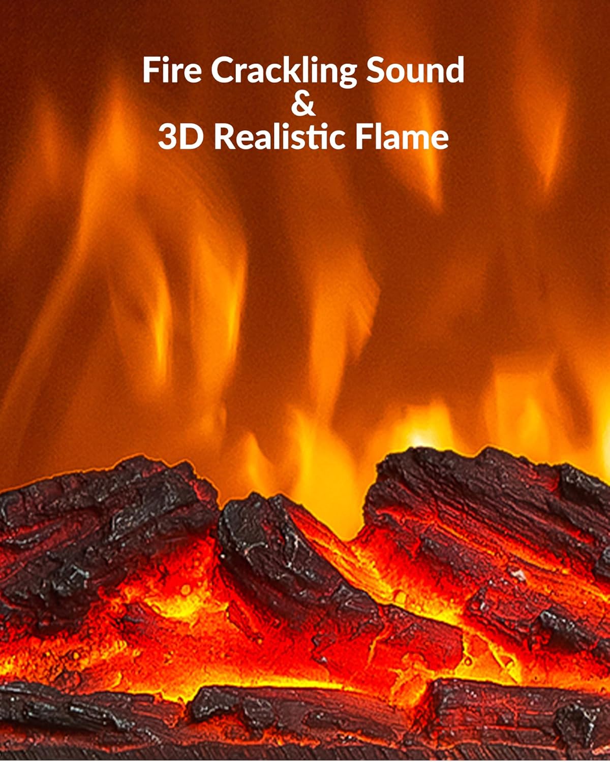 Shinic Electric Fireplace Heaters for Indoor Use,1500W Space Heater with Crackling Sound & 3D Realistic Flame, Safety Protection, Mini Portable Fireplace Heater for Home Christmas Decoration, Walnut