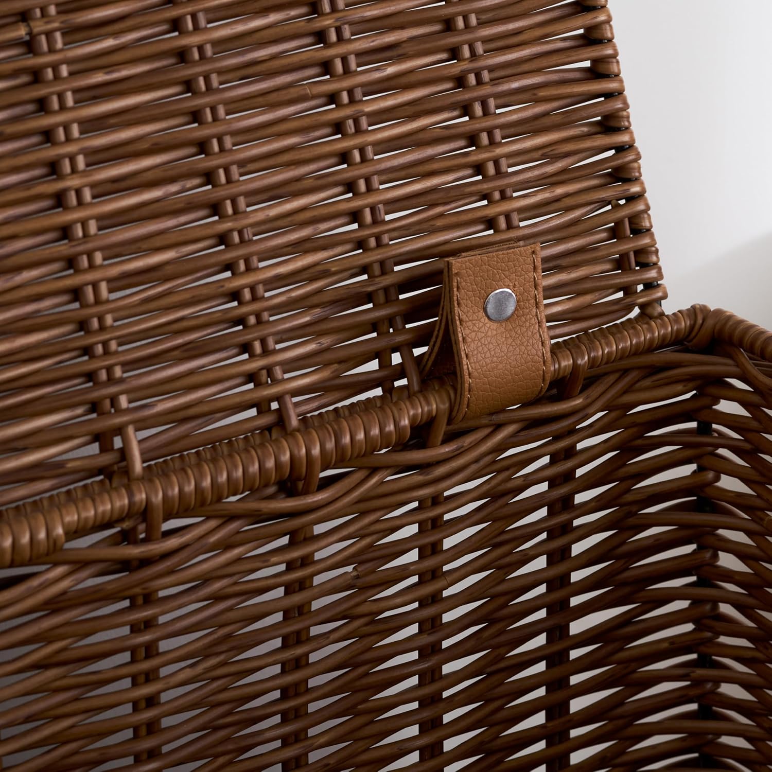 Joseph Rectangular Laundry Basket with Lid – Resin Wicker Hamper for Bedroom or Bathroom, Espresso Brown, 17