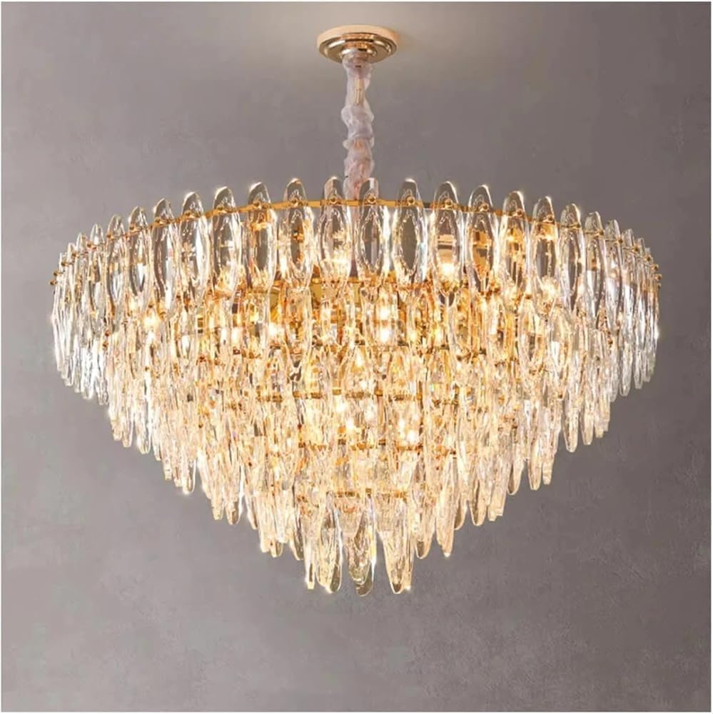 Gold Nordic Luxury Crystal Chandelier Duplex Building Big Lamps for Living Room Lustre Lamparas Household(Dimmable,80cm)