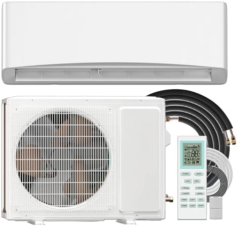 Mini Split AC/Heating System, Energy Efficient Inverter AC Unit with 1 Ton Heat Pump, 12000 BTU Air Conditioner, Coverage Area Up to 750 Sq.Ft 115V
