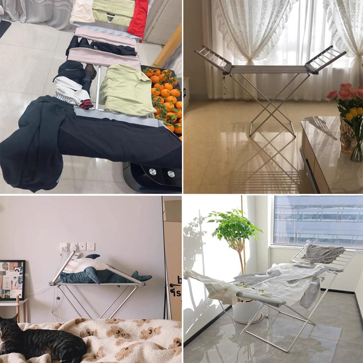 Home Electric Heated Clothes Drying Rack Balcony Foldable Clothes Airer Low Noise Metal Apartment Clothes Dryer with Wings Outdoor Large Capacity Laundry Airer 147 * 54 * 94cm