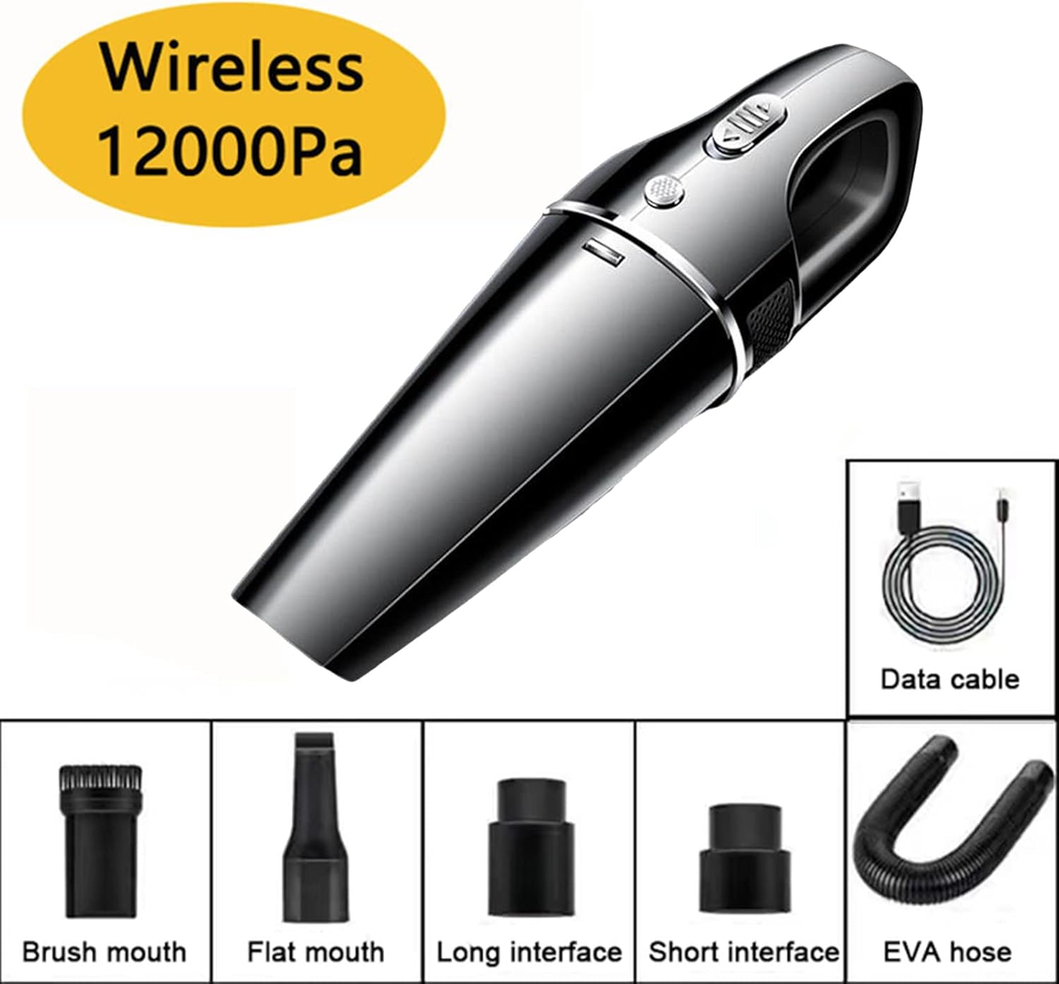 Powerful Suction Car Vacuum Cleaner Rechargeable Light Weight Hand Held Vacuuming Cordless for Car, Home, Pet, Office,White,Wireless