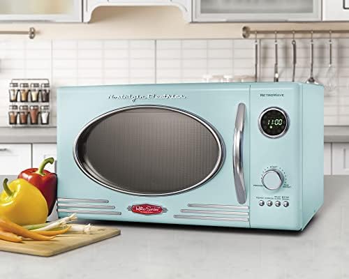 Nostalgia Retro Countertop Microwave Oven + Wide 2-Slice Toaster