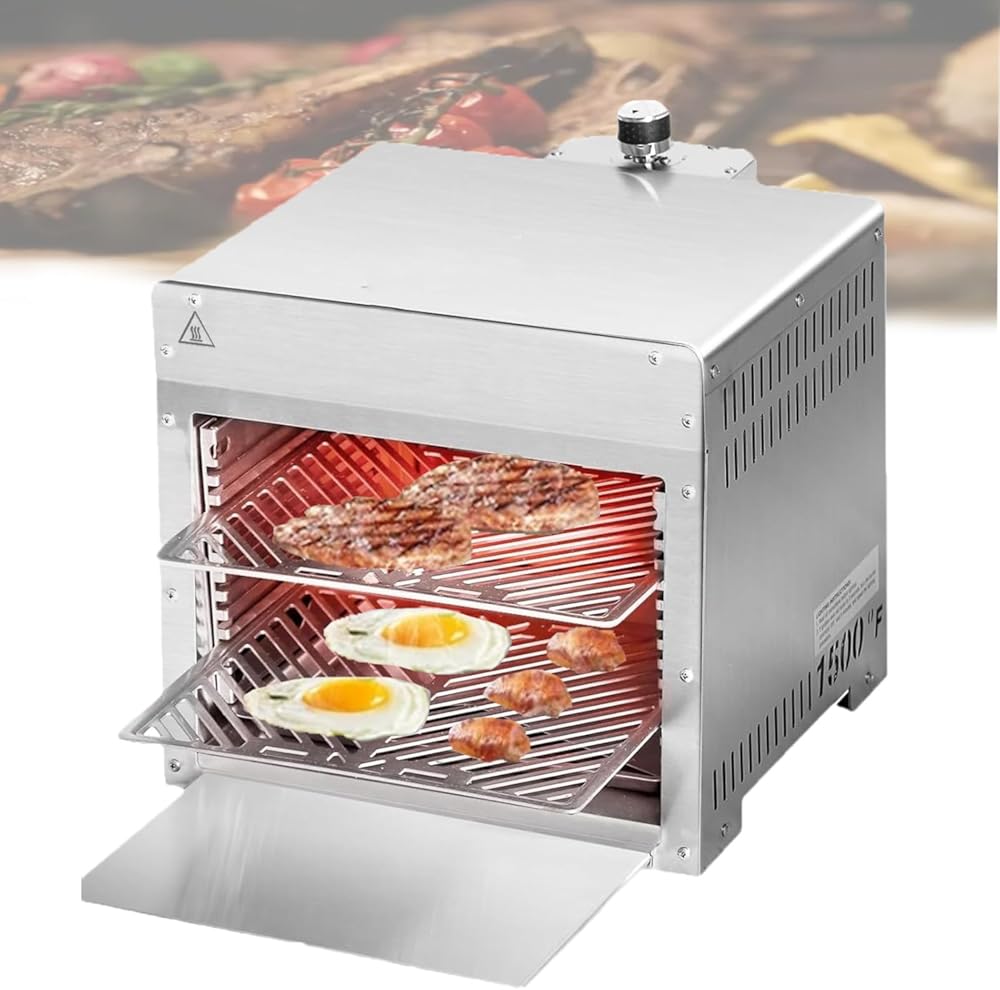 Stainless Steel Propane Outdoor Steakhouse,1500°F Infrared Grill Tabletop Oven,19000 Btu Burner,Foldable Automatic Steak Grilling Machine,For Outdoor Cooking,Kitchen,Patio,Backyard