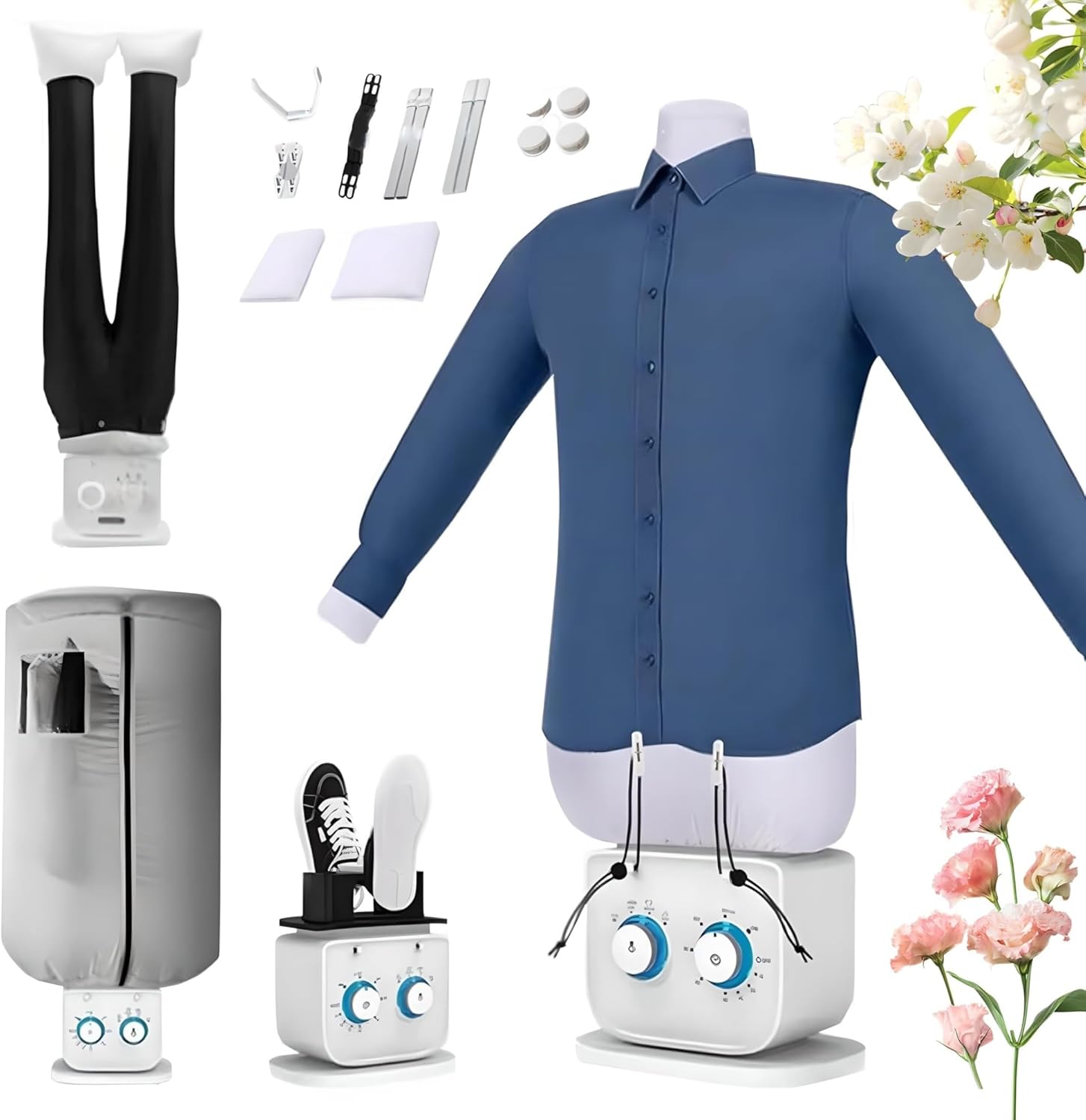 Steam Iron, Hands Free Automatic Ironing Machine, Temperature Adjustable, Inflatable Hot Air Dryer, Built In Aromatherapy Tank