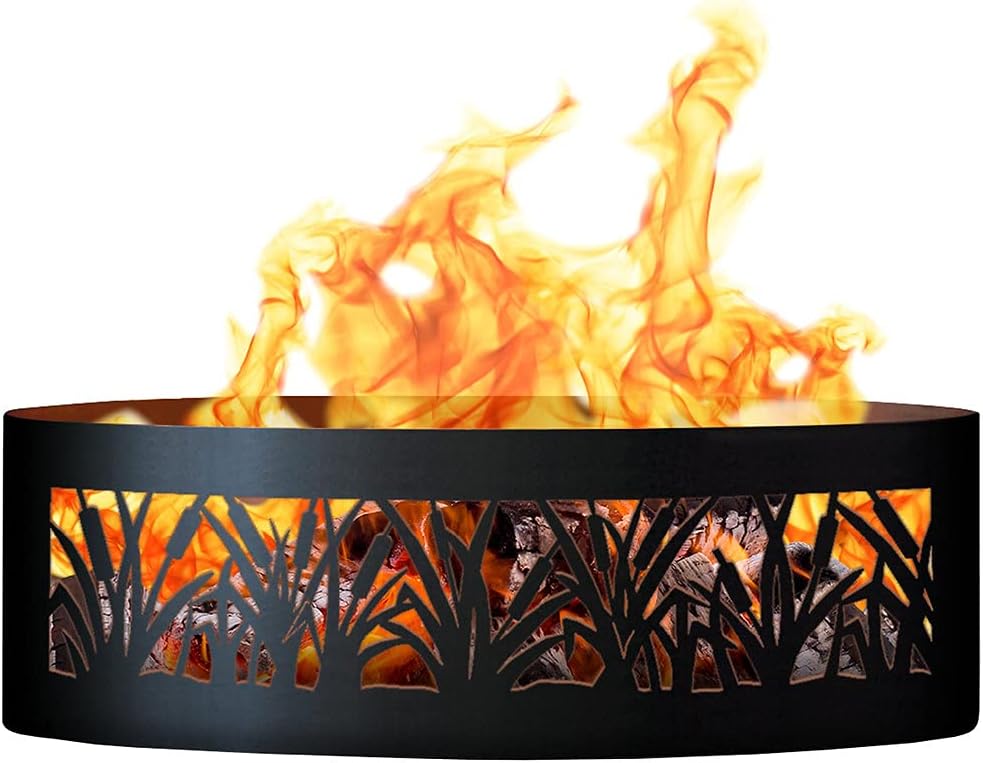 Fire Ring Fire Pit - PD Metal CFR00948 - Cattail Fire Ring - 48 Inch - Black