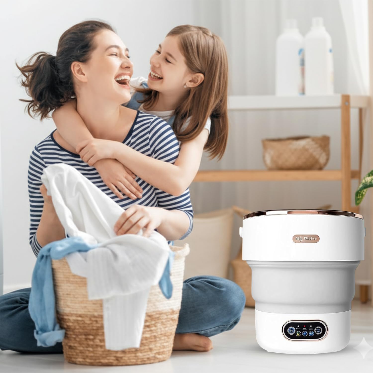 Portable Washing Machine, 16L Mini Washing Machine with Foldable Design, Portable Washer for Travel, Mini Washer with 3 Cleaning Modes, Compact deisgn for Small Clothes