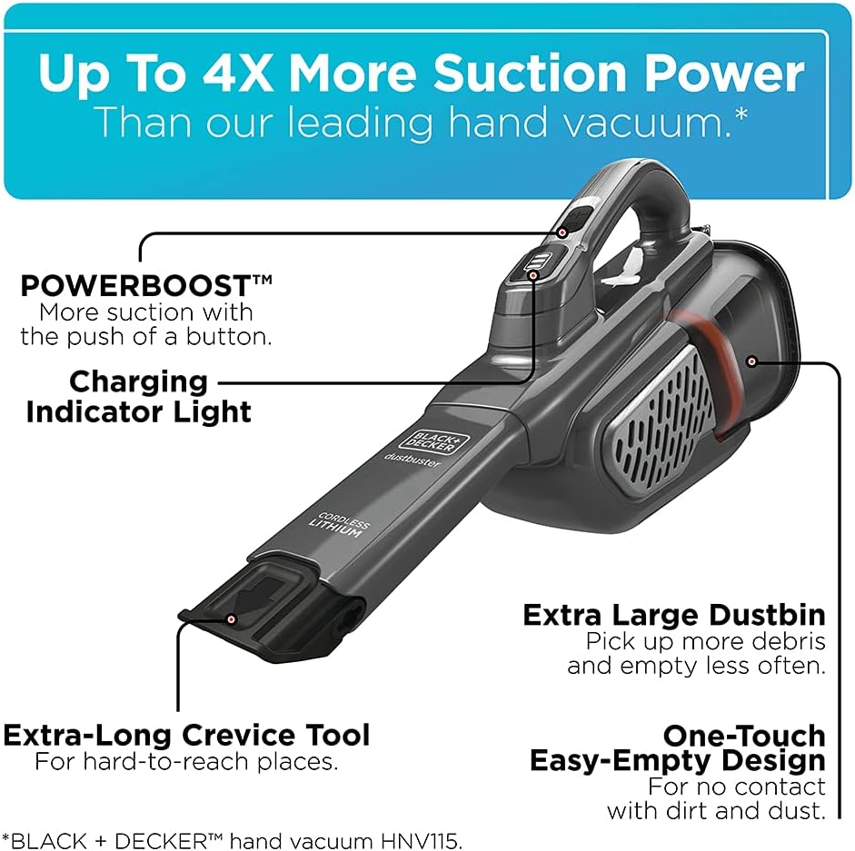 BLACK+DECKER 16V MAX* DUSTBUSTER AdvancedClean+ Hand Vacuum (HHVK415B01)