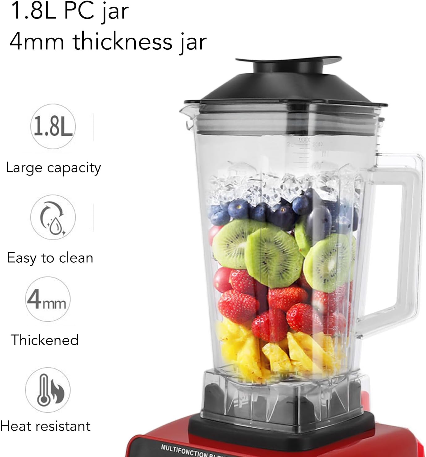 4500W Countertop Blender, Multifunctional Food Processor, Countertop Smoothies Blenders With 15 Adjustable Speed, Meat Grinder, Baby Food Maker, Coffee Grain Grinder (US Plug 110V)