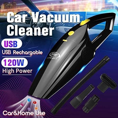 120W Portable USB Home Car Vacuum Cleaner for Auto Cars Suction Home Handheld Cordless Wet and Dry Dual Use Cleaning Tool(Color:White)