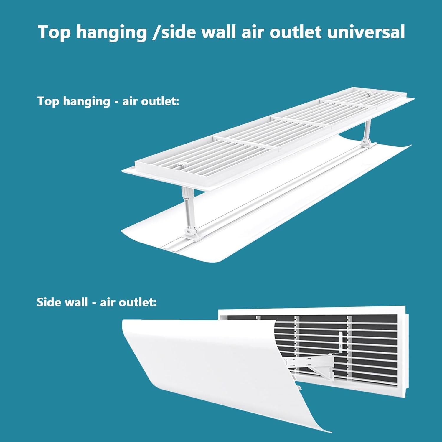 Central Air Conditioner Deflector - Adjustable Ceiling Vent Diffuser With 180° Wide-Angle, Anti-Condensation Baffle For Prevent Direct Breeze & Improve Airflow(47x12in/120x30cm)