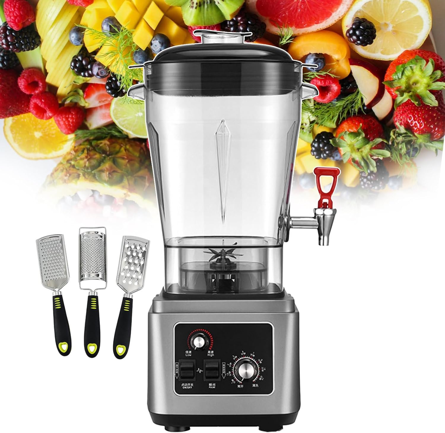 Countertop Blender, 2900w Smoothie Blender Stand Mixer 11l/15l/19l Large Capacity Smoothie Maker, Soy Milk Machine, Nut Milk Machine For Commercial (With 3 Graters), 15L