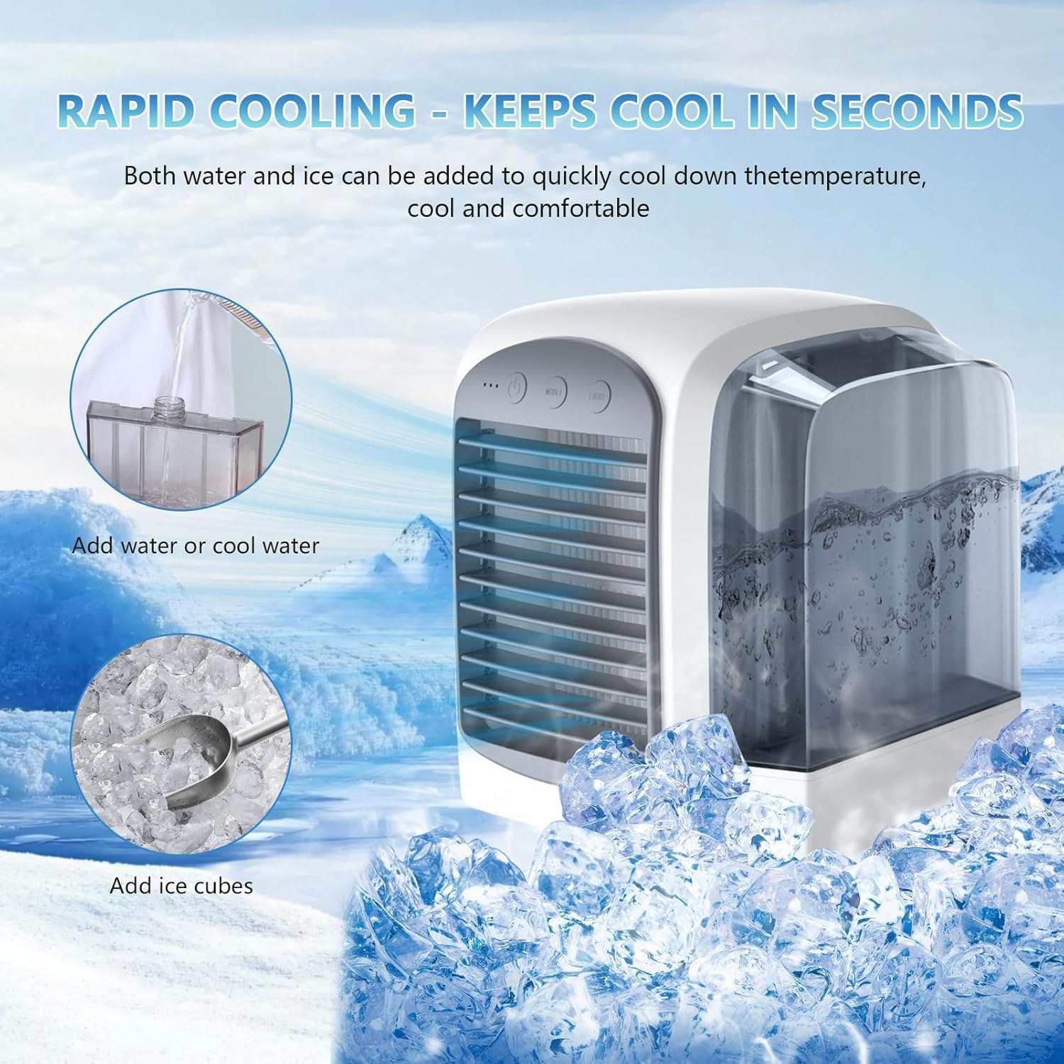 Breeze Box Air Conditioner Fan, 2025 New 4 in 1 Breeze Box Portable Air Conditioner Fan, Fast Cooling with Dynamic Ice Mist Technology for Bedroom Office Home (2pcs)