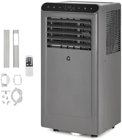 8000 BTU Portable Air Conditioner with Remote Control - 3-In-1 Quiet AC Unit, Dehumidifier & Fan for 350 Sq.Ft Rooms. Includes Window Kit, 24H Timer & Sleep Mode