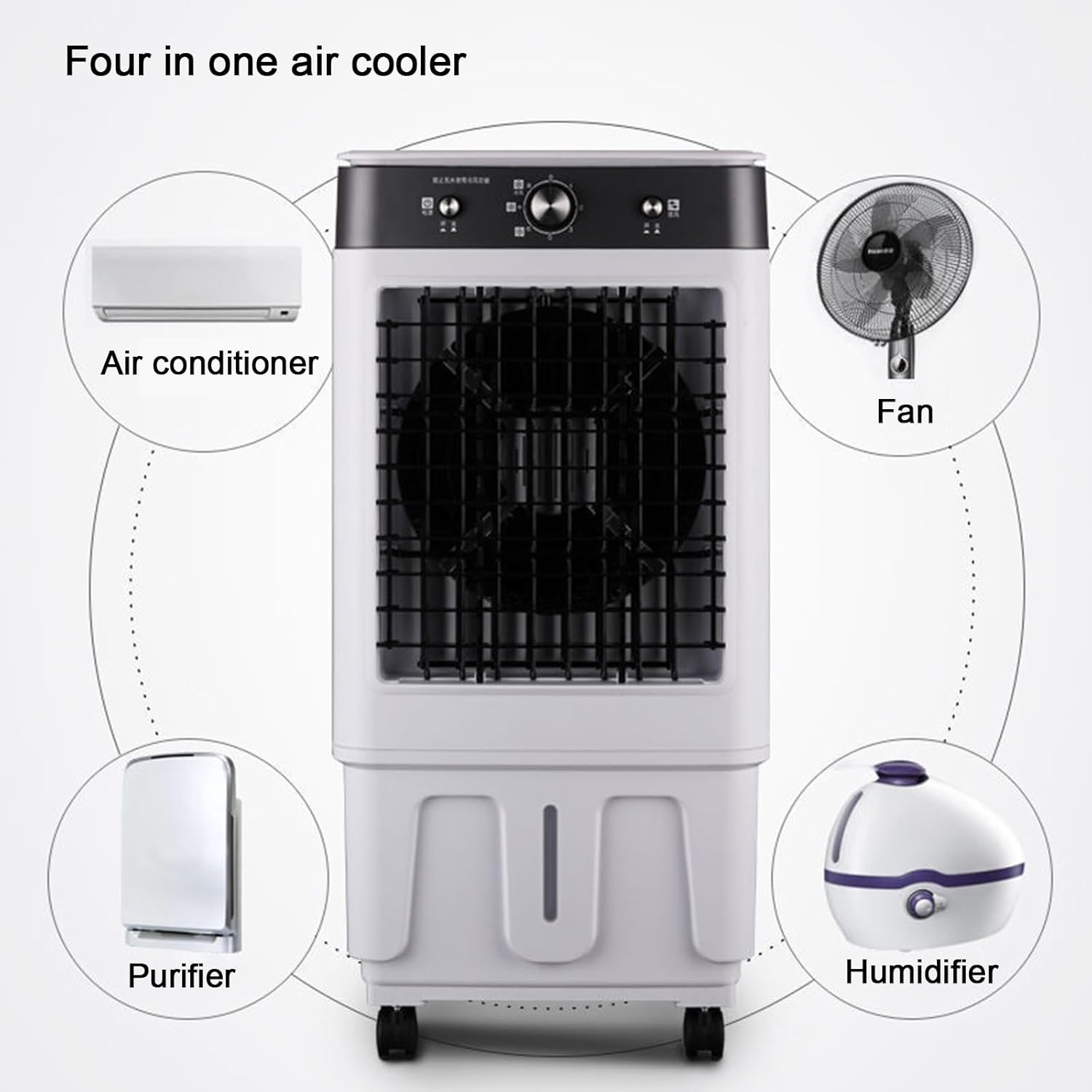3-IN-1 Portable Air Conditioners, Evaporative Air Cooler, 2 Modes & 3 Speeds, Long Cooling, for Indoor Outdoor Garage Patio Use
