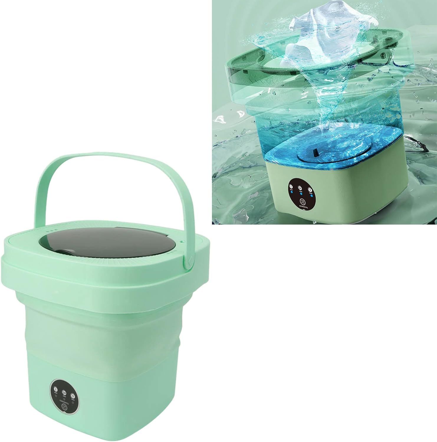 POCREATION 6.5L Washing Machine, Portable Washing Machine Folding Portable Automatic Deep Wash and Spin Dry Washer with Water Tube 100‑240V (US Plug)