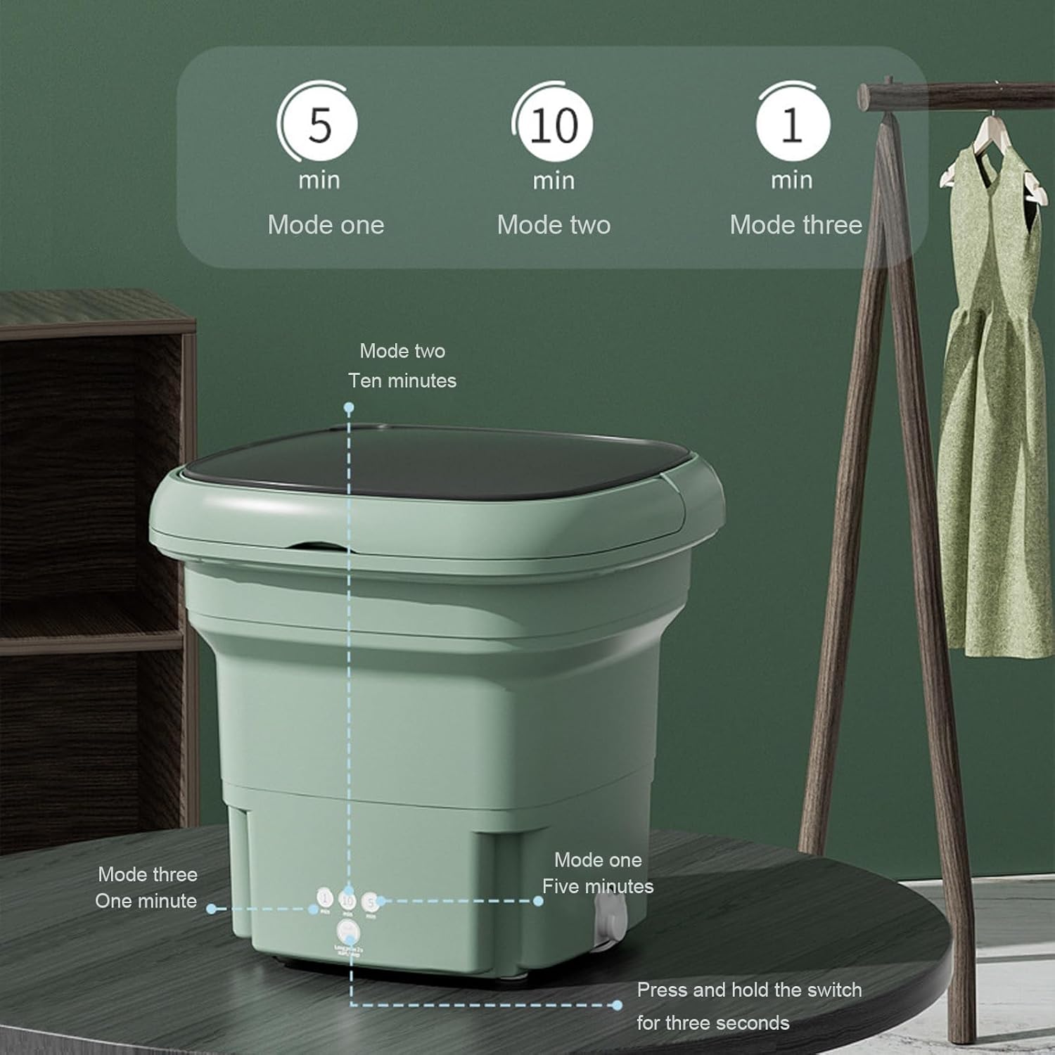 WHYATT Portable Mini Washer with 3 Modes,Foldable Deep Cleaning for Washing Small Pieces of Clothing, Baby Clothes,Underwear