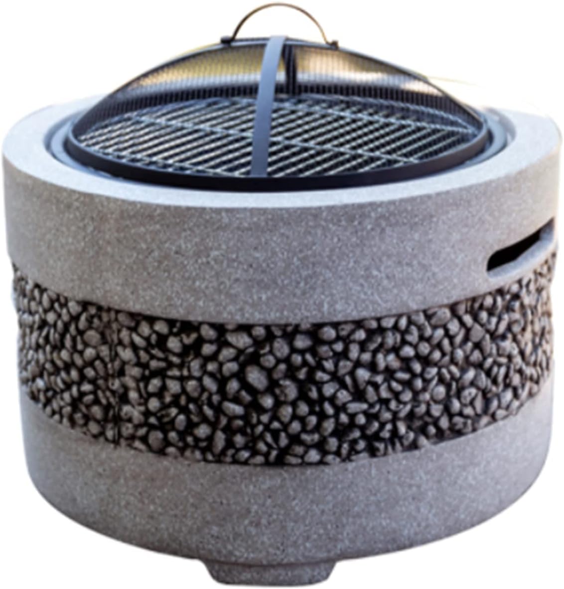 Barbecue Pit Poker,Outdoor Barbecue Table, Charcoal Heater, Antique Stone Effect Fire Pit Fire Pit Steel, Brazier (White)