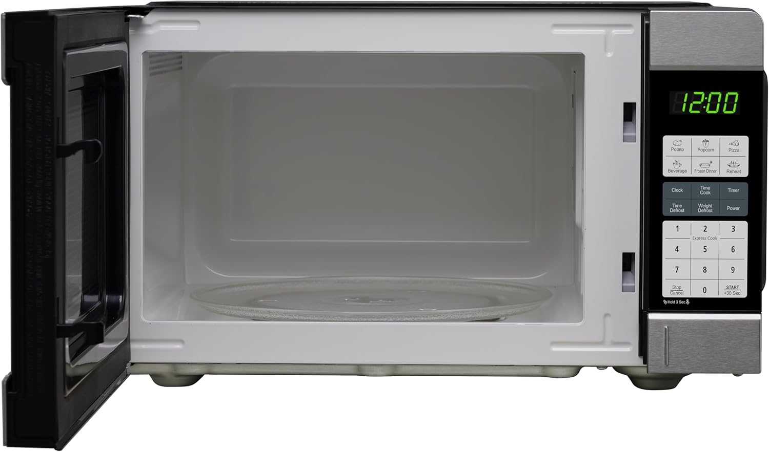 Impecca Countertop Microwave 1000 Watts, 1.1 Cu. Ft - Microwave Oven with LED Light & Child Lock - 6 one-Touch Menus, 10 Power Levels, Perfect for Apartments and Dorms - Easy Clean, Stainless Steel