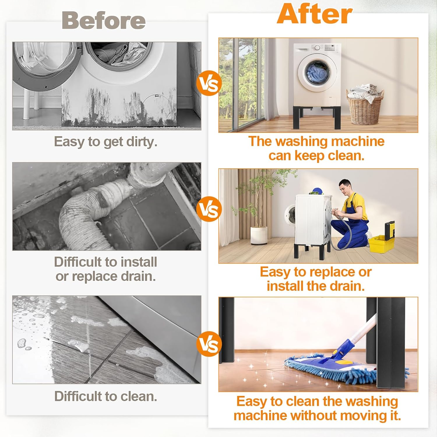 12 Inch Height All Steel Laundry Pedestal, 1000lbs Capacity，Sturdy Washer Dryer Pedestal with Anti Slip Mat, Adjustable Size for All Washer and Dryer, Refrigerator