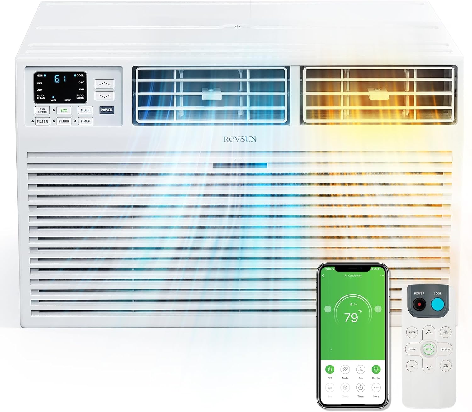 ROVSUN Smart 12000 BTU Through the Wall Air Conditioner with Heat, Wall AC Unit & Heater Combo with Remote, APP & Voice Control & Timer Function, Compatible with Alexa/Google Assistant, 230V/60Hz