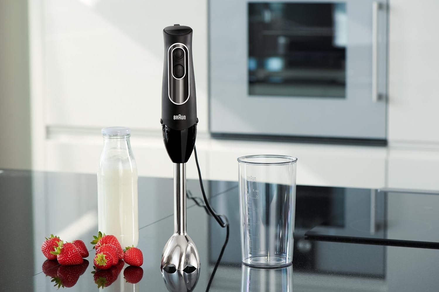 Braun MultiQuick 5 Immersion Hand Blender with Dual Speed + Turbo and Patented Technology, 350W - Includes Beaker and Whisk, Black, MQ505