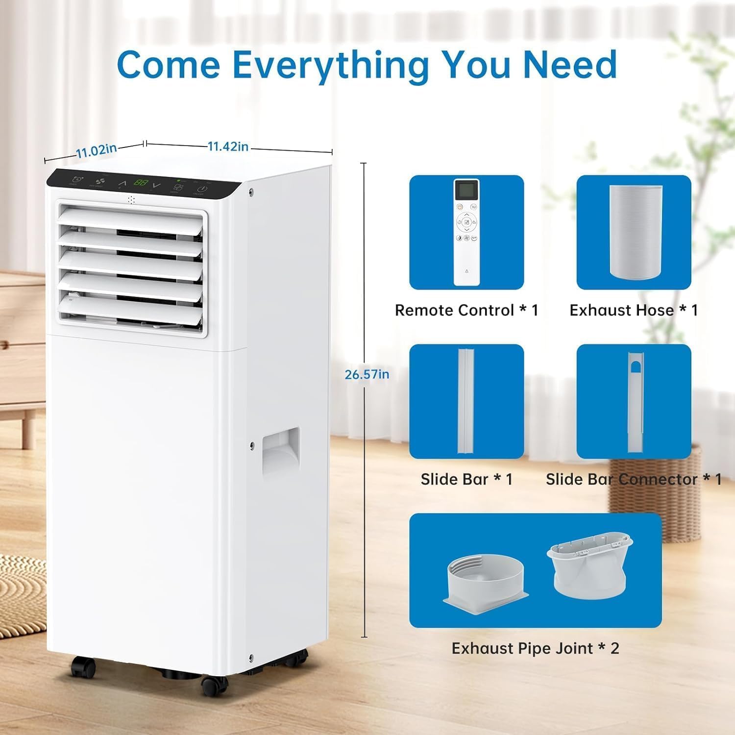 GarveeHome 8000BTU Portable Air Conditioner, Cools Rooms Up to 350 Sq.Ft with Portable AC Remote Control, Adjustable Cold Wind Speeds, LED Lights for Home/Office/Outdoor