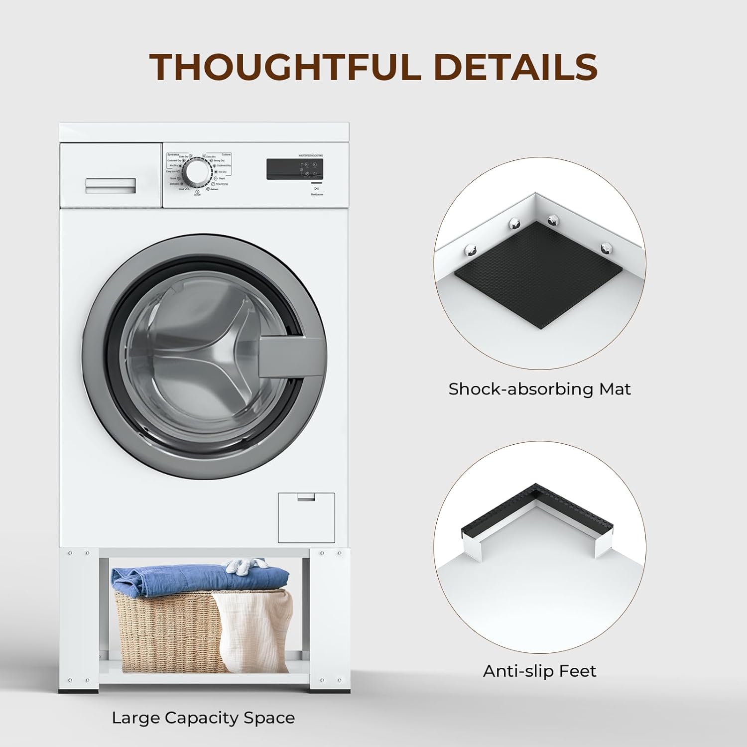 YAFF Laundry Pedestal for Washer and Dryer - Fit 27 and 28 Inch Washer and Dryer Stand Heavy Duty Steel 700 lbs Capacity Universal Washing Machine Raiser 15.7'' Height White