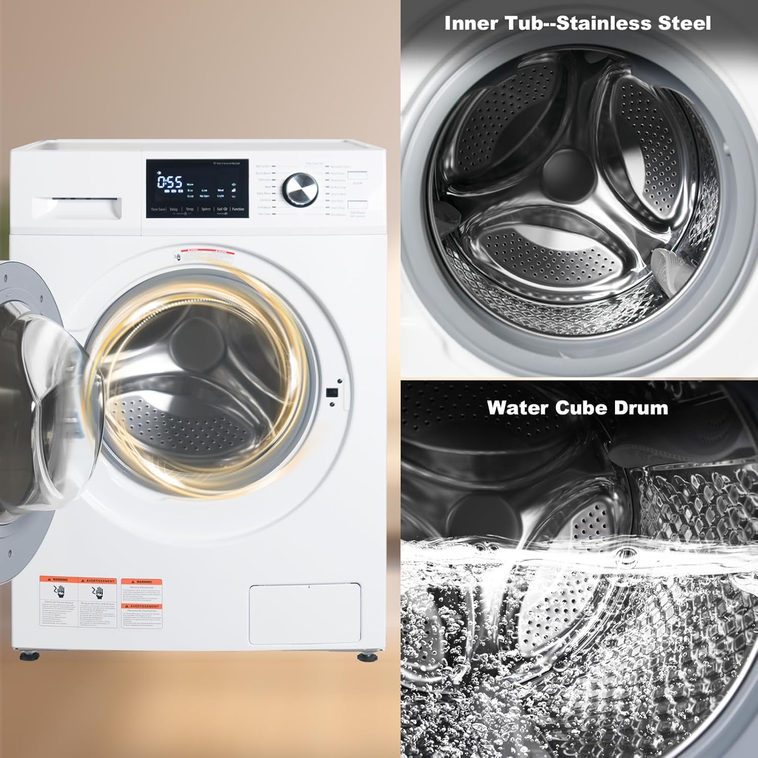 Compact Front Load Washer Washing Machine 2.8 cu. ft. Small Front Foading Space Saving Washer 24
