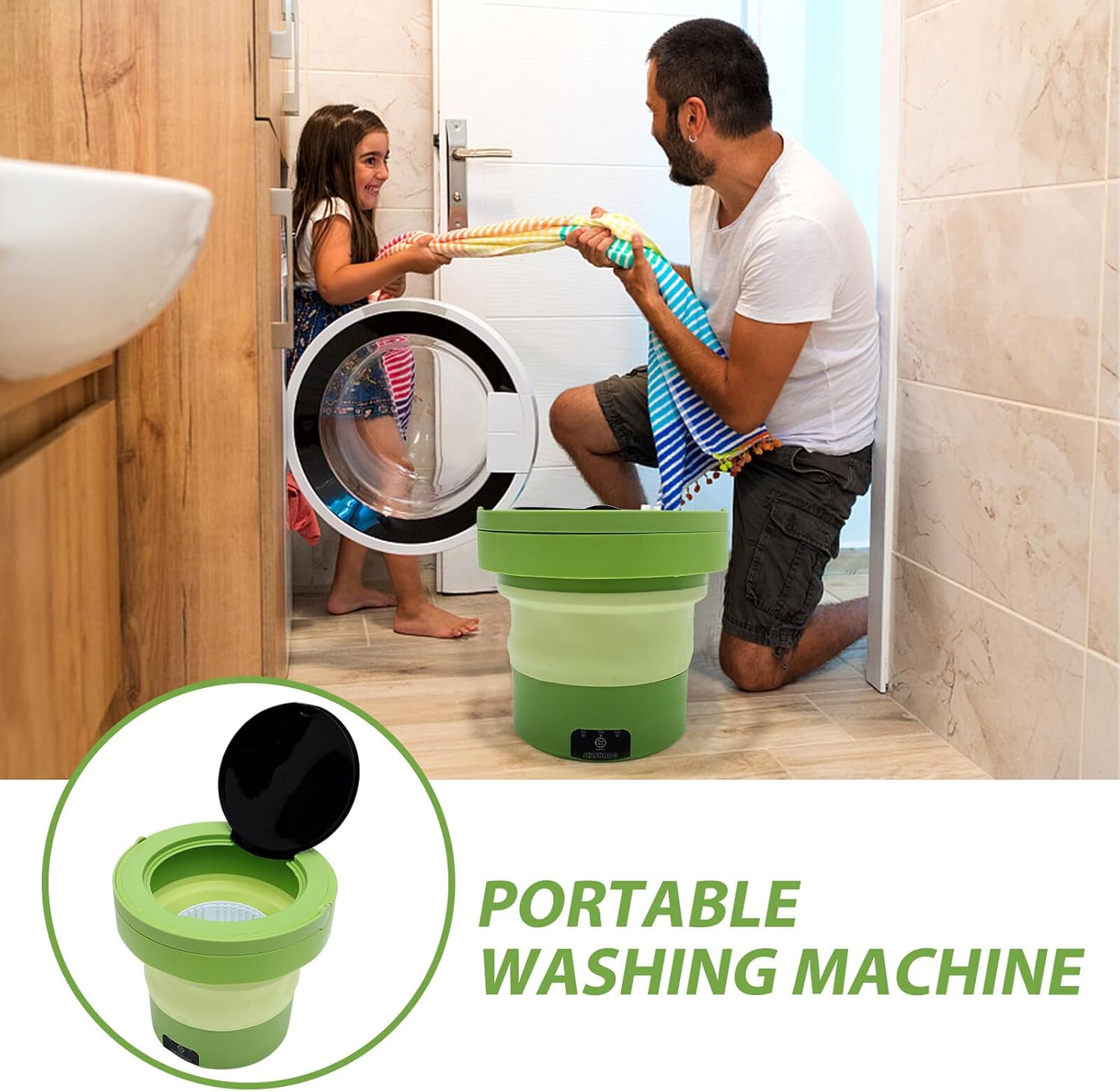 Portable Foldable Washing Machine Small Washer for Travel Dorm Apartment Lightweight Washer for Shirts Dresses Skirts Chiffon Shirts with US Plug