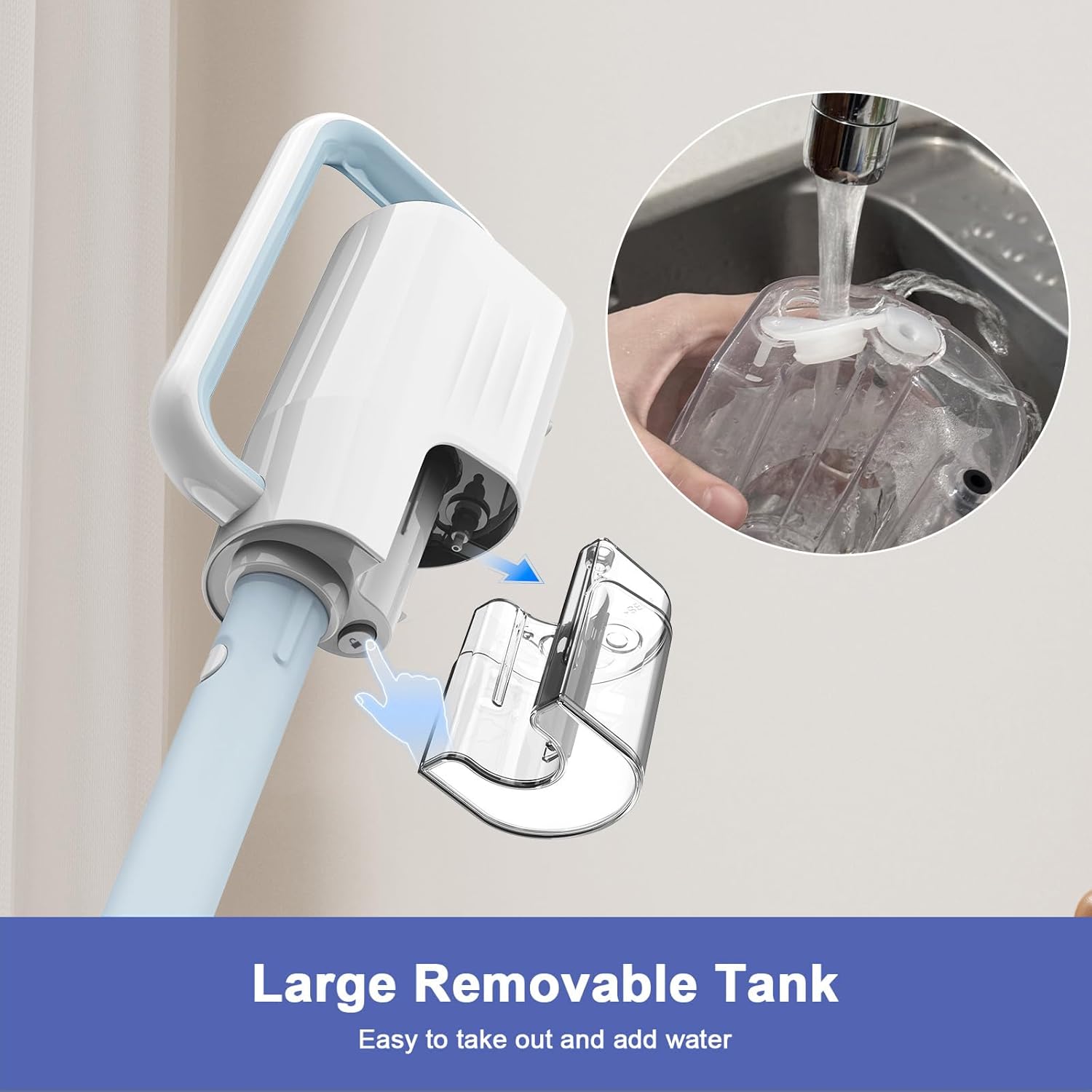 7-in-1 Steam Mop, 1200W Rotated Steam Cleaner for Home, 2 Modes, 400ML Removable Tank, 23FT Cord, 2 Washable Pads, Multi-Surface Steamer for Hard Floor, Laminate Floor, Tiles Cleaning (Sunny Blue)