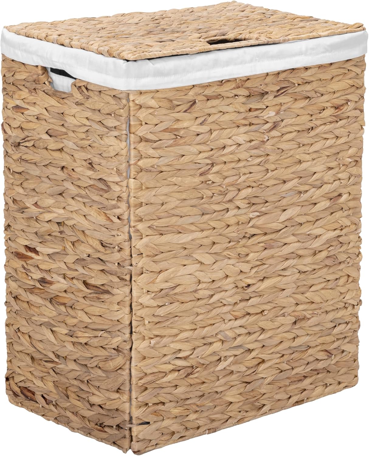Seville Classics Premium Natural Handwoven Portable Laundry Bin Basket with Carrying Handles, Natural Water Hyacinth, Rectangular, Volume: 2.5 bushels or 3.1 cu. ft, 18.5
