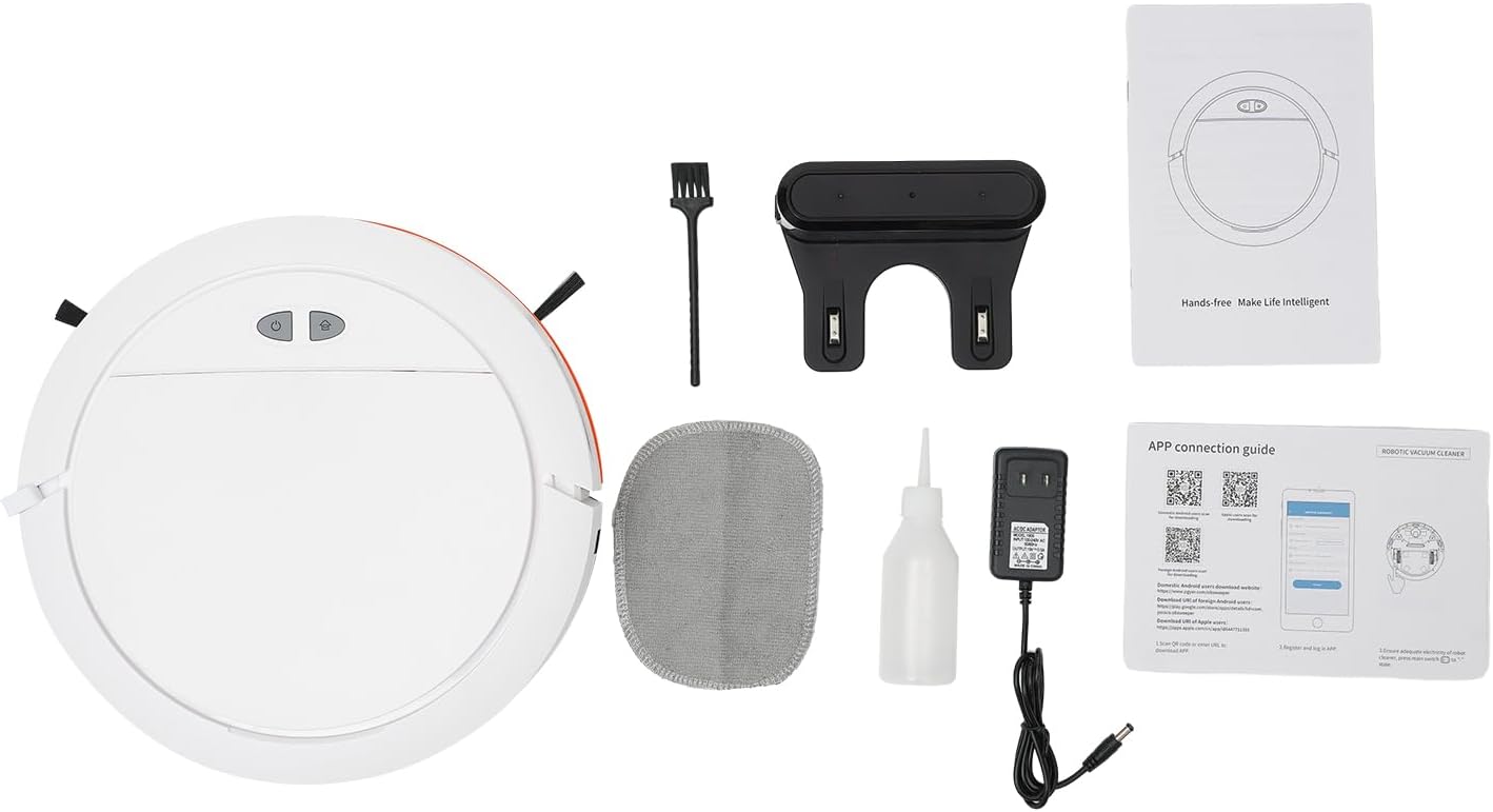 Robot Vacuum Cleaner, 3 In 1 Robot Vacuum & Mop & sweep Combo, Push Button and APP Control, Self-Charging Robotic Vacuum Cleaner, 120 Mins, Strong 2700Pa Suction, Ideal for Pet Hair and Carpet (White)