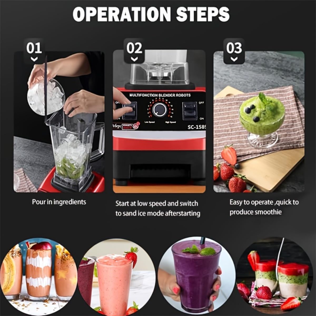 Blender,1200W 8-Blade Blender for Kitchen - 67oz Large Capacity Smoothie Maker | 7-Speed Professional Ice Crusher with BPA-Free Pitcher | Space-Saving Design