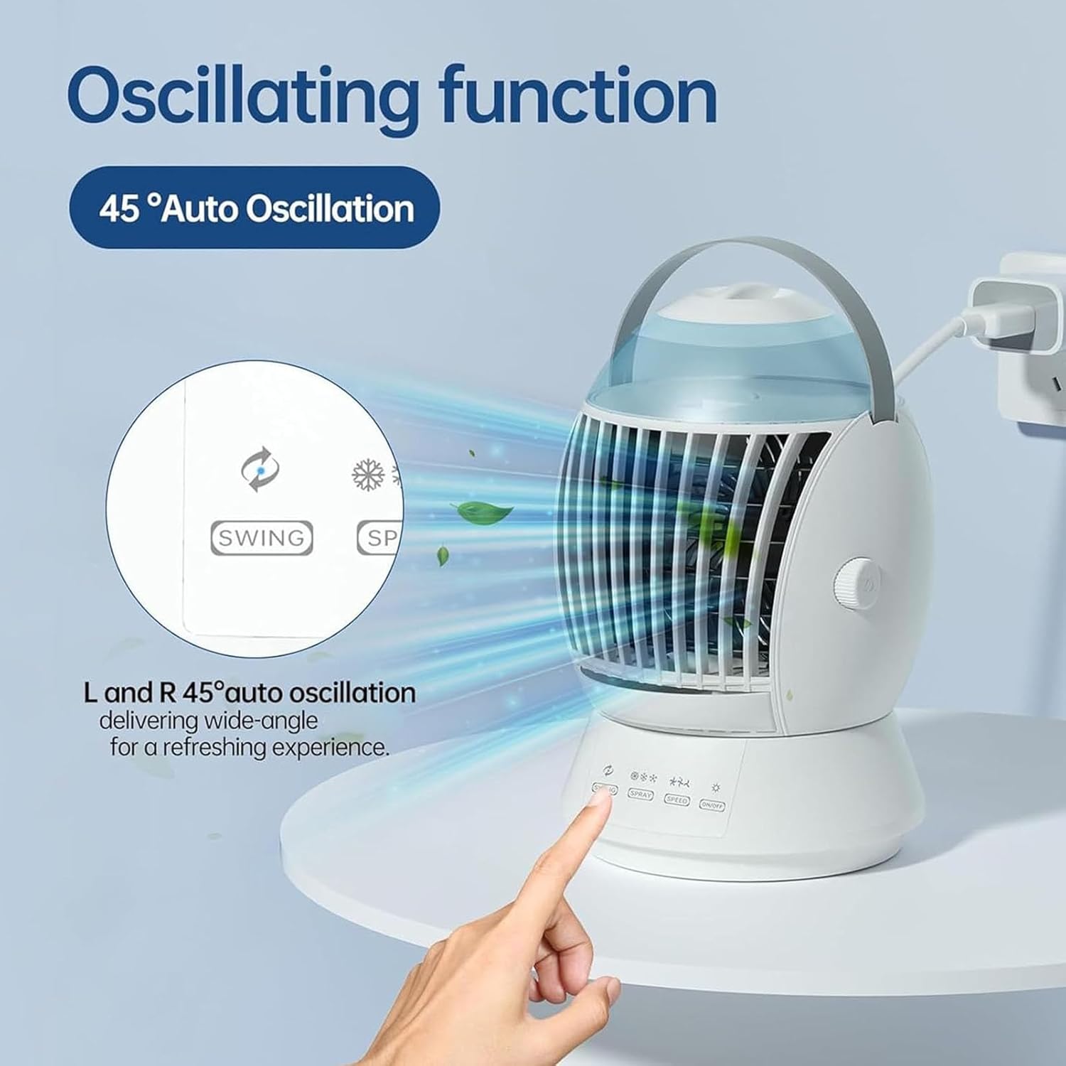 Portable Air Conditioning Air Cooling Fan Conditioning Oscillating Small Conditioner 3 Speed Water Misting For Bedroom Low Noise USB Fan For Sleep