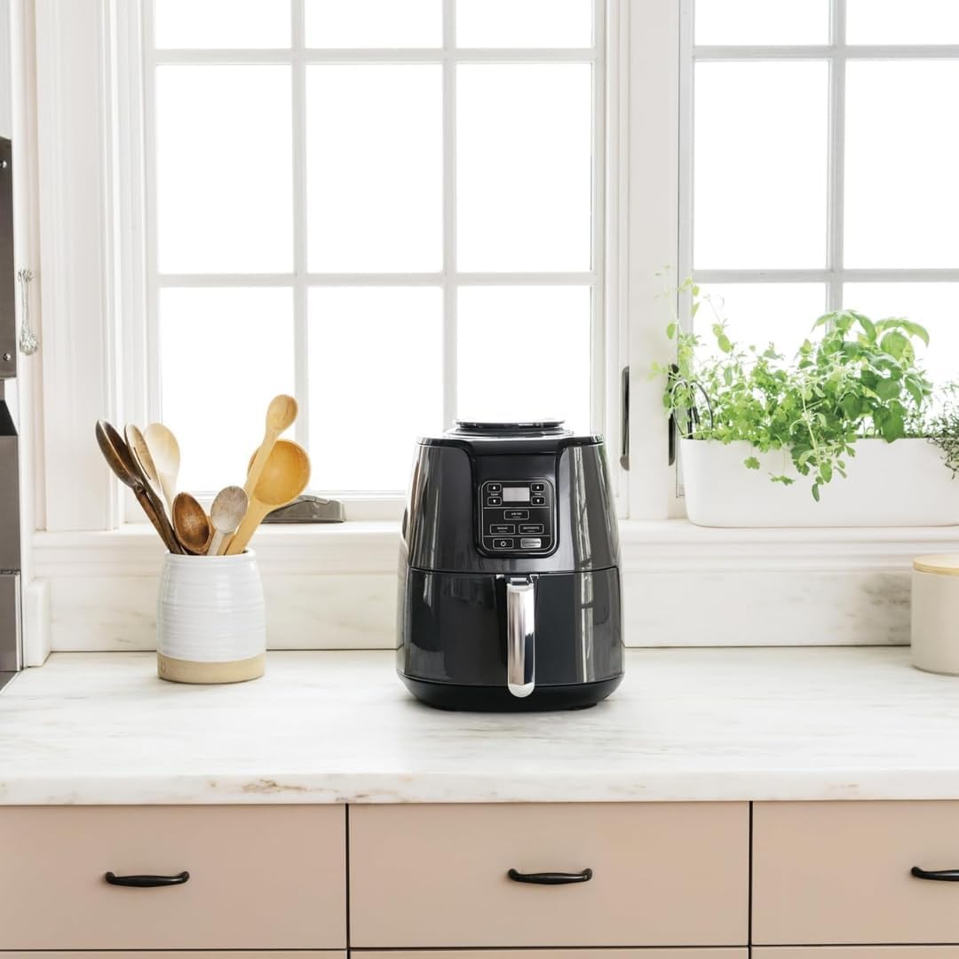 4 Quart AF100WM digital air fryer with cooking presets, wide temperature range and compact family size design