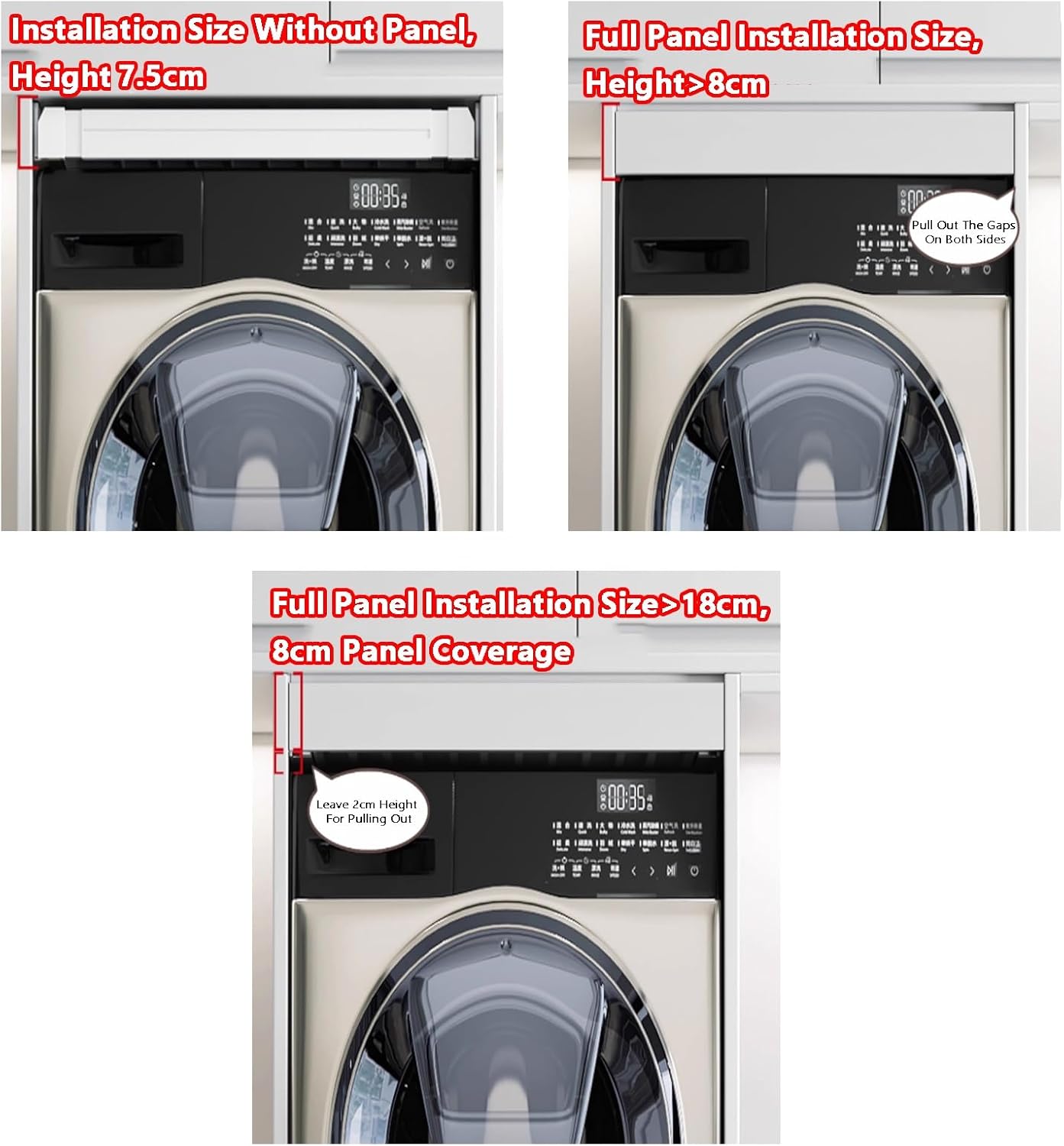 Pull-Out Trouser Rack Above Washing Machine, Hidden Aluminum Alloy Drying Rack, Adjustable Width, Suitable for Bedroom, Cloakroom, Laundry Room(760-810mm)